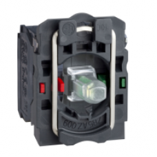 ZB5AW0M35 - green light block with body/fixing collar with integral LED 230...240V 1NO+1NC, Schneider Electric