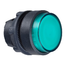 ZB5AW13 - green projecting illuminated pushbutton head Ø22 spring return for BA9s bulb, Schneider Electric