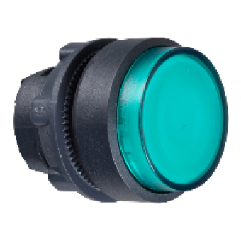 ZB5AW13 - green projecting illuminated pushbutton head Ø22 spring return for BA9s bulb, Schneider Electric