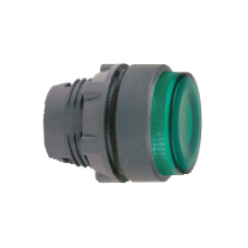 ZB5AW13S - green projecting illuminated pushbutton head Ø22 spring return for BA9s bulb, Schneider Electric