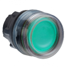 ZB5AW533 - green flush illuminated pushbutton head Ø22 spring return for integral LED, Schneider Electric