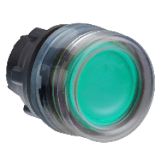 ZB5AW533 - green flush illuminated pushbutton head Ø22 spring return for integral LED, Schneider Electric