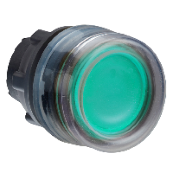 ZB5AW533 - green flush illuminated pushbutton head Ø22 spring return for integral LED, Schneider Electric