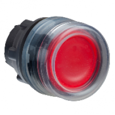 ZB5AW543 - red flush illuminated pushbutton head Ø22 spring return for integral LED, Schneider Electric