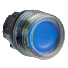 ZB5AW563 - blue flush illuminated pushbutton head Ø22 spring return for integral LED, Schneider Electric