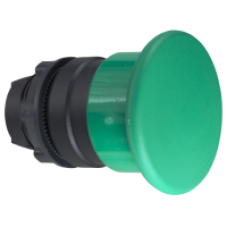 ZB5AW733 - green Ø40 illum mushroom pushbutton head Ø22 latching for integral LED, Schneider Electric