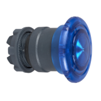 ZB5AW763 - blue Ø40 illum mushroom pushbutton head Ø22 latching for integral LED, Schneider Electric
