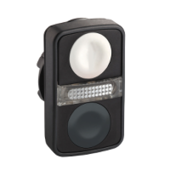 ZB5AW7A1720 - white flush/black flush illuminated double-headed pushbutton Ø22 unmarked, Schneider Electric