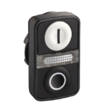 ZB5AW7A1721 - white flush/black flush illuminated double-headed pushbutton Ø22 with marking, Schneider Electric