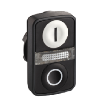 ZB5AW7A1721 - white flush/black flush illuminated double-headed pushbutton Ø22 with marking, Schneider Electric