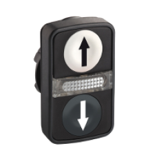 ZB5AW7A1724 - white flush/black flush illuminated double-headed pushbutton Ø22 with marking, Schneider Electric