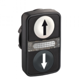 ZB5AW7A1724 - white flush/black flush illuminated double-headed pushbutton Ø22 with marking, Schneider Electric