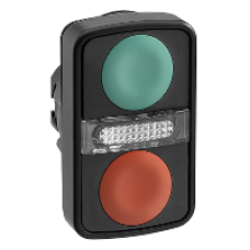 ZB5AW7A3740 - green flush/red flush illuminated double-headed pushbutton Ø22 unmarked, Schneider Electric