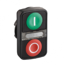 ZB5AW7A3741 - green flush/red flush illuminated double-headed pushbutton Ø22 with marking, Schneider Electric