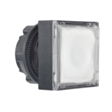 ZB5CW313 - white square flush illum pushbutton head Ø22 spring return for integral LED, Schneider Electric