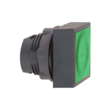 ZB5CW3336 - green square flush illum pushbutton head Ø22 spring return for integral LED, Schneider Electric