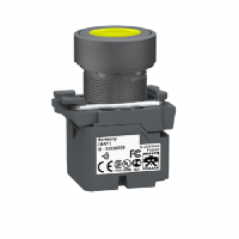 ZB5RTA5 - transmitter - Ø22 mm plastic head - yellow cap, Schneider Electric