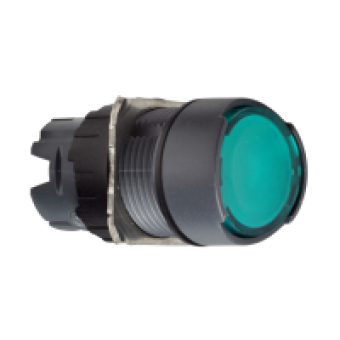 ZB6AW3 - green flush illuminated pushbutton head Ø16 spring return 12...24V, Schneider Electric