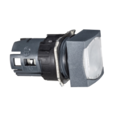 ZB6CW1 - white square flush illuminated pushbutton head Ø16 spring return 12...24V, Schneider Electric