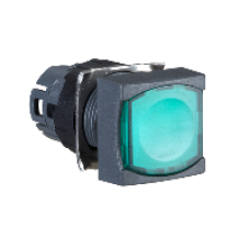 ZB6CW3 - green square flush illuminated pushbutton head Ø16 spring return 12...24V, Schneider Electric