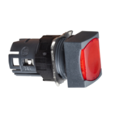 ZB6CW4 - red square flush illuminated pushbutton head Ø16 spring return 12...24V, Schneider Electric