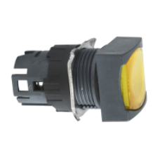 ZB6CW5 - yellow square flush illuminated pushbutton head Ø16 spring return 12...24V, Schneider Electric