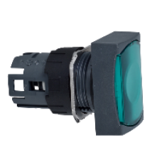 ZB6DW3 - green rectang flush illuminated pushbutton head Ø16 spring return 12...24V, Schneider Electric