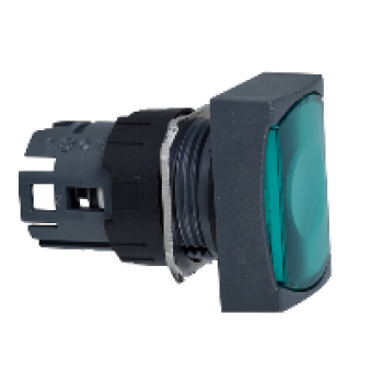 ZB6DW3 - green rectang flush illuminated pushbutton head Ø16 spring return 12...24V, Schneider Electric