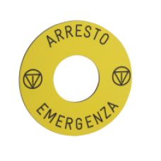 ZB6Y7630 - marked legend Ø45 for emergency stop pushbutton - ARRESTO EMERGENZA, Schneider Electric