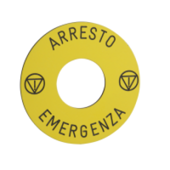 ZB6Y7630 - marked legend Ø45 for emergency stop pushbutton - ARRESTO EMERGENZA, Schneider Electric