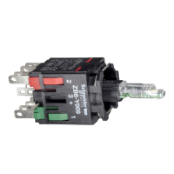 ZB6ZB51B - yellow light block with body/fixing collar with integral LED 12...24V 1NO, Schneider Electric