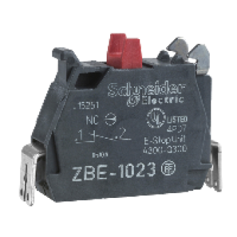 ZBE1013 - single contact block for head Ø22 1NO silver alloy Faston connector, Schneider Electric