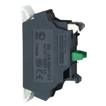 ZBE1015 - single contact block for head Ø22 1NO silver alloy spring clamp terminals, Schneider Electric