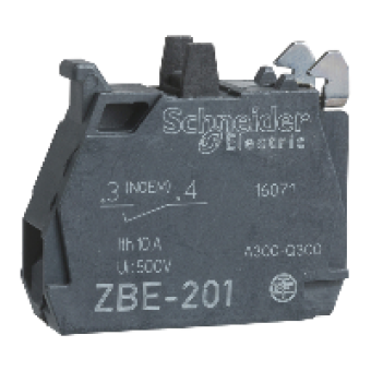 ZBE1016P - single contact block for head Ø22 1NO gold flashed screw clamp terminal, Schneider Electric