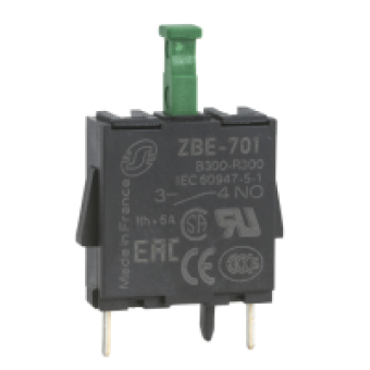 ZBE701 - single contact block for head Ø22 1NO silver alloy pins for PCB, Schneider Electric