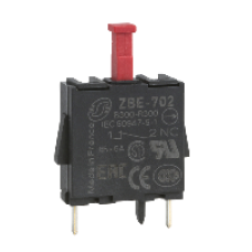 ZBE702 - single contact block for head Ø22 1NC silver alloy pins for PCB, Schneider Electric