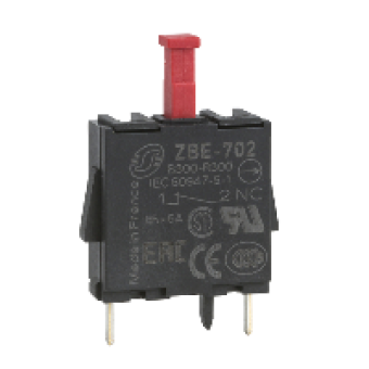 ZBE702 - single contact block for head Ø22 1NC silver alloy pins for PCB, Schneider Electric