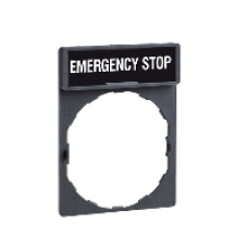 ZBY2330 - legend holder 30 x 40 mm with legend 8 x 27 mm with marking EMERGENCY STOP, Schneider Electric