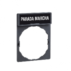 ZBY2466 - legend holder 30 x 40 mm with legend 8 x 27 mm with marking PARADA MARCHA, Schneider Electric